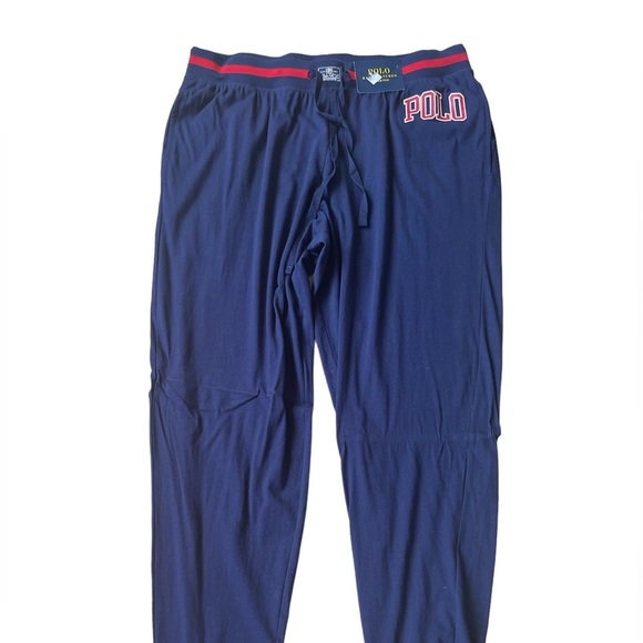 Polo Ralph Lauren Logo Print Knit Jersey Sleep Jogger Pants Navy Men’s XL - Picture 4 of 9